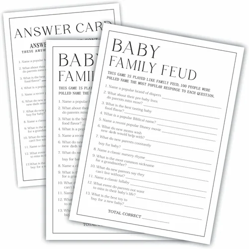 Miniatura 9 de Juego de 30 juegos de fiesta de baby shower de 5 x 7 pulgadas, minimalismo en blanco y negro, juego de mamá o papá para los deseos de los invitados