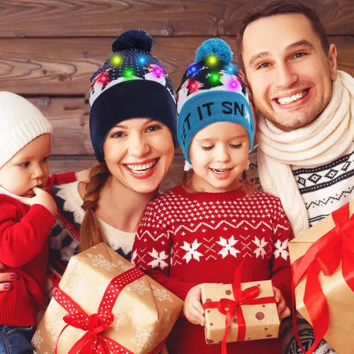 Miniatura 7 de Luz LED para arriba gorro de punto, gorro colorido LED Navidad Navidad