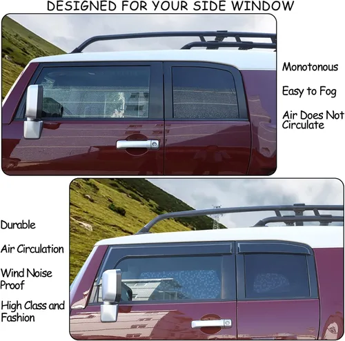 Miniatura 2 de Visera de protección contra la lluvia para ventana todoterreno, deflector, deflector, visera de puerta, ajuste para Toyot@ FJ Cruiser 2004-2021 SUV