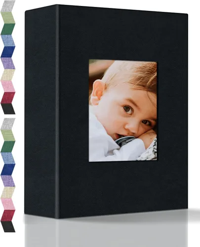 Miniatura 26 de Álbum de fotos popotop 4x6 - 100 fotos, libros de fotos con 100 bolsillos verticales, álbumes con cubierta de lino para fotos familiares, de boda