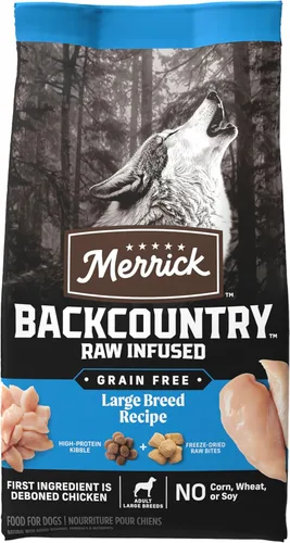 Miniatura 2 de Merrick Backcountry - Alimento seco para perros adultos sin granos, croquetas con trozos crudos liofilizados, receta de raza grande, bolsa de 20.0