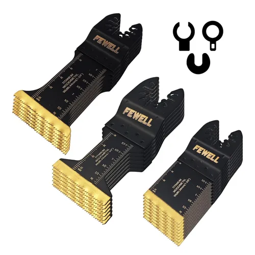 FEWELL 20 hojas de sierra oscilantes de titanio, cuchillas multiherramienta universales para materiales duros, metal, madera, plástico, clavos, se