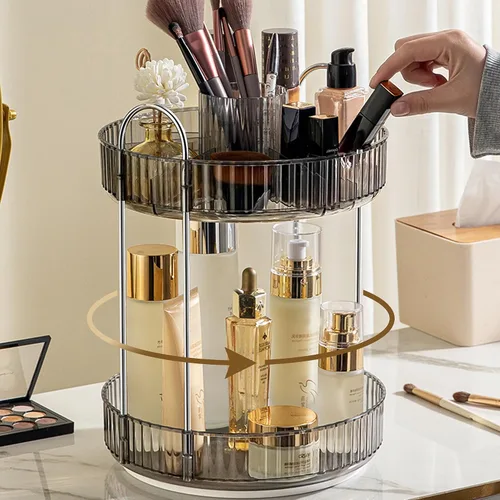 Miniatura 16 de Aveniee Organizador de maquillaje giratorio de 360 grados para tocador, organizadores de baño mejorados para perfume y cuidado de la piel