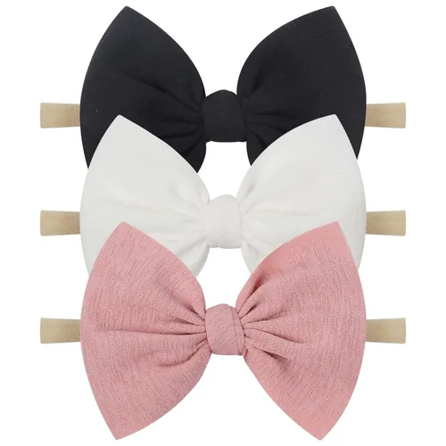 Miniatura 17 de YanJie 3 piezas de diademas suaves de nailon para bebés, niñas con lazo, diademas para el cabello, accesorios para el cabello para recién nacidos