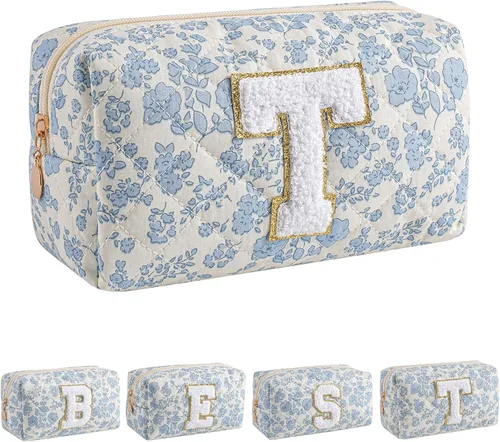 Miniatura 64 de Bolsa de maquillaje alfabética JOVAKIT, bolsa de cosméticos para mujeres, regalos de Navidad para niñas de 6 a 18 años, neceser de viaje con flores