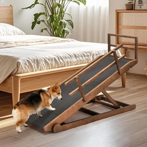 Miniatura 12 de SLSY Rampa para perros para cama, sofá y SUV, rampa plegable ajustable mejorada para mascotas con alfombrilla de goma antideslizante, 45.2 pulgadas