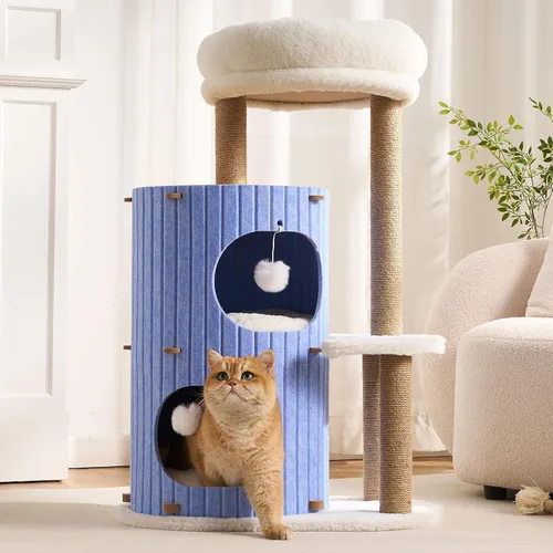 Miniatura 12 de Árbol moderno para gatos de interior para adultos, torre grande de árbol para gatos de 36 pulgadas de alto con postes rascadores, acogedora cueva