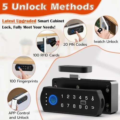 Miniatura 2 de Eseesmart Cerradura inteligente para gabinete, cerradura magnética electrónica digital RFID sin llave Bluetooth seguridad para niños, cerraduras