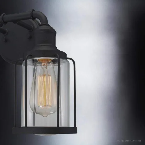 Miniatura 7 de Urban Ambiance Lámpara de tocador de baño industrial chic de lujo, tamaño mediano: 12 pulgadas de alto x 14.5 pulgadas de ancho, con elementos