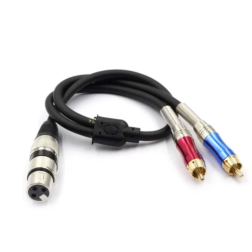 Miniatura 2 de Tisino - Cable Y XLR a RCA - 1.6 pies/50cm, cable de audio estéreo desequilibrado de conexión XLR hembra a RCA dual adaptador divisor duplicador