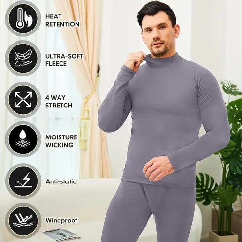Miniatura 3 de CL convallaria Long Johns Thermal Underwear for Men Soft Fleece Lined Base Layer Cold Weather Top Bottom Set XS-4XL