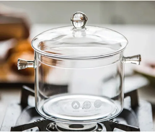 Miniatura 7 de Olla de cocina de vidrio transparente Cacerola de vidrio para ensalada de sopa de fideos