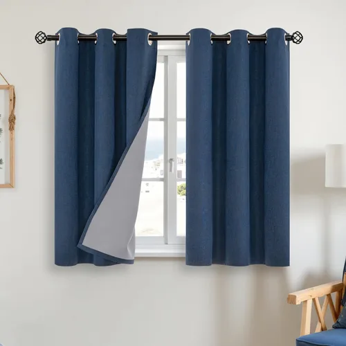 Miniatura 111 de YoungsTex - Cortinas opacas de lino para dormitorio, oscurecimiento de la habitación, cortinas con textura de lino, paneles con aislamiento térmico
