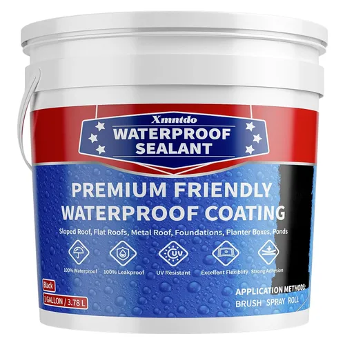 Pintura de poliuretano impermeable negra, 1 galón, revestimiento sellador impermeable para techos planos y metálicos, fundaciones, concretos,