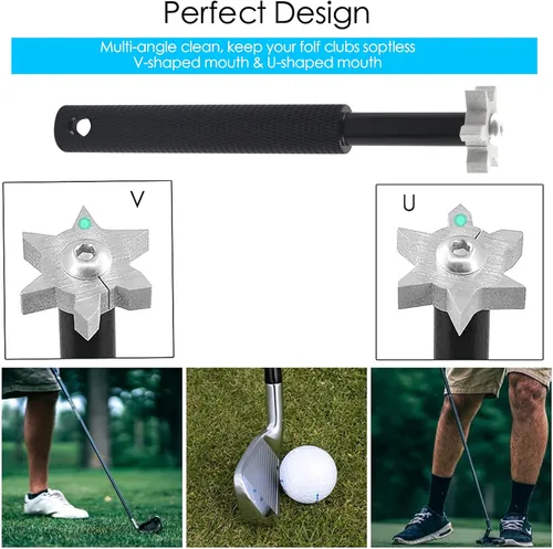 Miniatura 6 de VIPMOON Golf Club Cleaner Kit, 2 Pcs Groove Sharpener Regrooving Tool and 1 Pcs Retractable Club Cleaner Brush, Portable Groove Sharpener Tool for