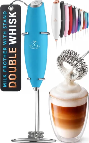 Miniatura 87 de Zulay - Batidor de bebidas potente y compacto de acero inoxidable para café, lattes, capuchino y matcha, operado a pilas, espumador de leche