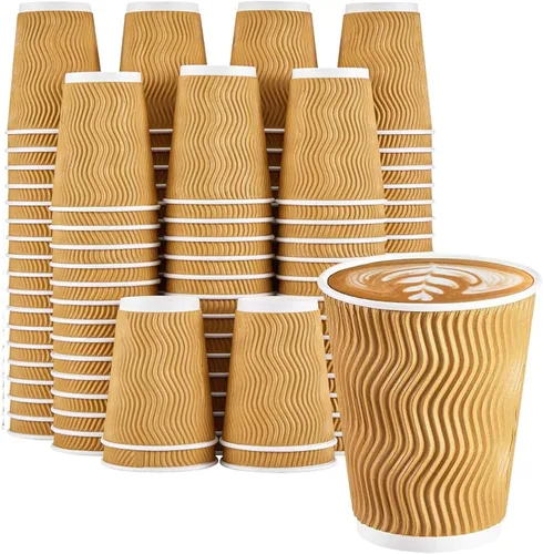 Miniatura 11 de Clawsoff Paquete de 150 tazas de café de 8 onzas, desechables, corrugado, aisladas, onduladas, de papel de pared, tazas de café de 8 onzas