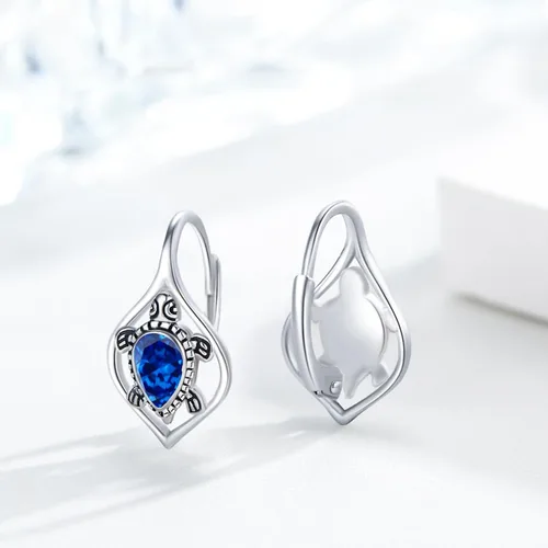Miniatura 2 de Aretes de plata de ley 925 con diseño de tortuga, elefante, colibrí, flamenco, con diseño de animales, hipoalergénicos, regalo diario para mujeres