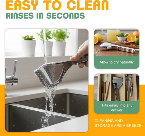Miniatura 6 de Exprimidor de limón de metal resistente, exprimidor manual de cítricos para lima y naranjas pequeñas, revestimiento de esmalte resistente a