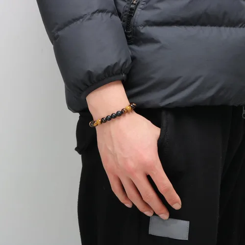 Miniatura 3 de JoycuFF Healing Bracelet for Men 8mm Black Matte Agate Stone Father Brother Son Boyfriend