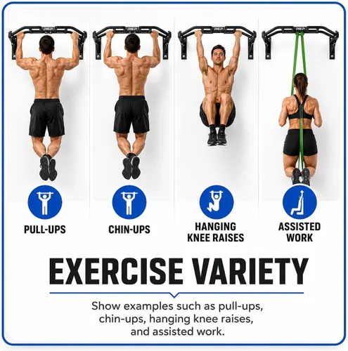 Miniatura 8 de REP Barra de dominadas montada en la pared para gimnasios en casa o garaje, barra recta o arco de agarre múltiple, ideal para kipping pull-ups