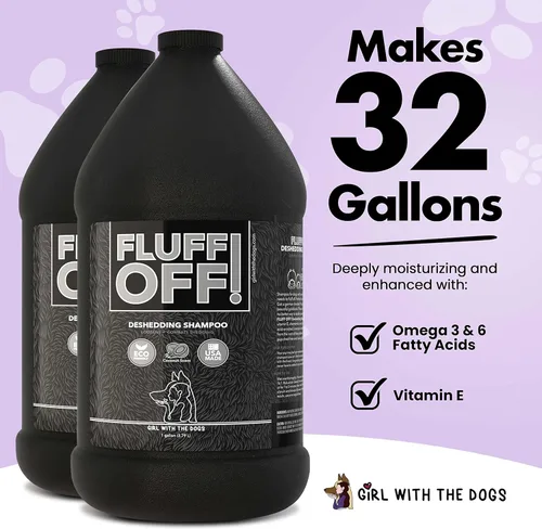 Miniatura 7 de ¡Fluff Off! by Girl With The Dogs, Champú Natural Antishedding para Perros y Gatos, 1 Galón, Hecho en EE.UU., 8 Semanas+