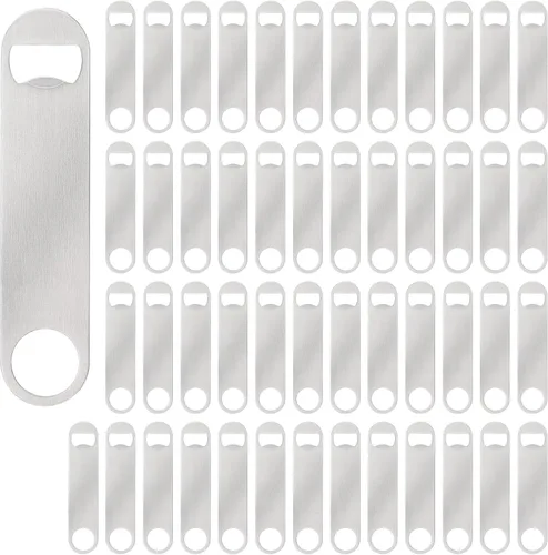 Miniatura 10 de Paquete de 50 abridores planos de botellas de cerveza de acero inoxidable de 7 pulgadas, abridor de botellas de cerveza para barman cocina, bar