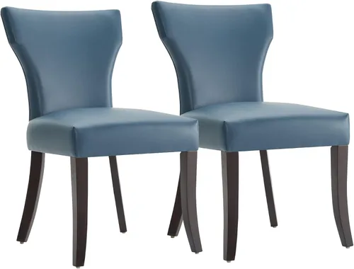 Miniatura 11 de Watson & Whitely Juego de 2 sillas tapizadas de cocina y comedor con respaldo bajo, sillas de comedor de piel sintética con patas de madera maciza