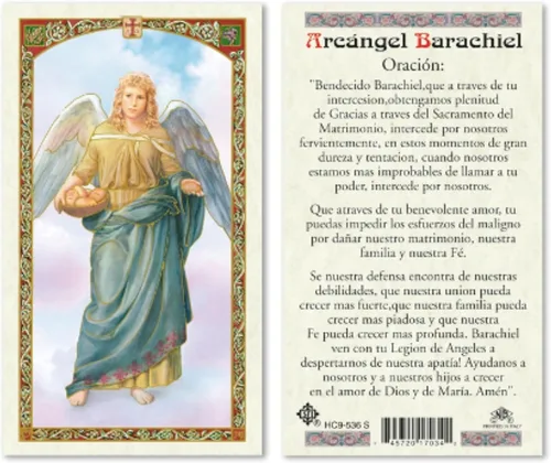 Miniatura 5 de Seven Arcángeles - Tarjetas de oración católicas laminadas en español para orientación celestial, Miguel Gabriel Rafael Uriel Barachiel Jhudiel