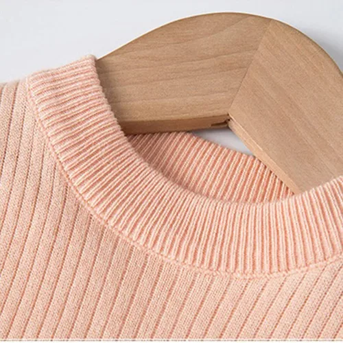 Miniatura 5 de Ropa de vestir de princesa de punto para otoño e invierno de manga larga de tul sólido para niñas de 1 a 5 años rosa 2 a 3 años