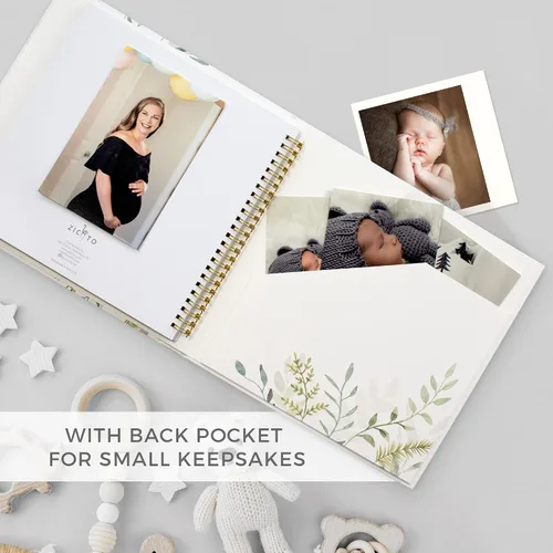 Miniatura 7 de Libro de recuerdos para bebés para niños y niñas – Álbum de fotos atemporal para bebés de los primeros 5 años – Diario álbum de recortes de género