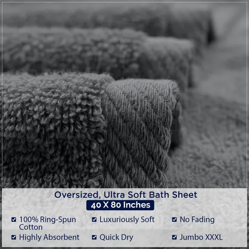 Miniatura 256 de DAN RIVER Paquete de 2 sábanas de baño de 35x70 pulgadas, sábanas de baño jumbo acanaladas para adultos, toallas grandes gruesas y absorbentes