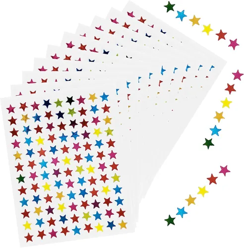 Miniatura 9 de Paquete de 4320 40 hojas de calcomanías pequeñas de estrella dorada, calcomanías de recompensa de 0.3 pulgadas de diámetro para niños, cara, tabla