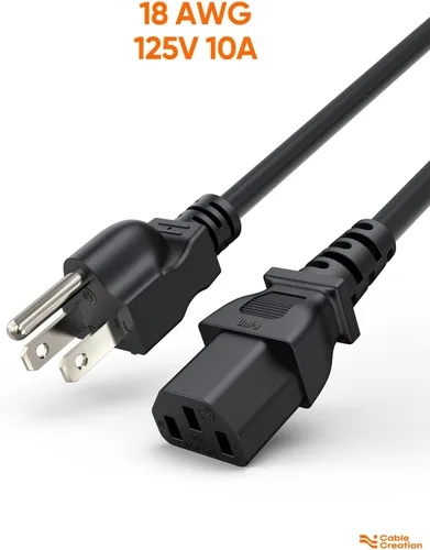 Miniatura 5 de CableCreation [Paquete de 5] Cable de alimentación universal de 1 pie 18 AWG para cable NEMA 5-15P a IEC320C13, 1.0 ft / negro
