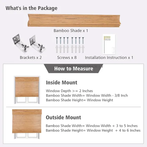 Miniatura 5 de Persianas romanas de bambú, sin cordón, de nogal personalizado, opacas, oscurecimiento de la habitación, persianas de madera tejida, persianas