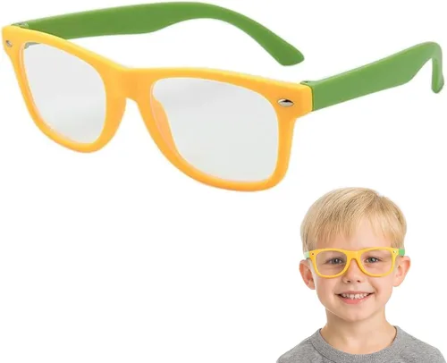 Lentes rectangulares digitales con bloqueo de luz azul para niños y niñas de 5 a 12 años Amarillo