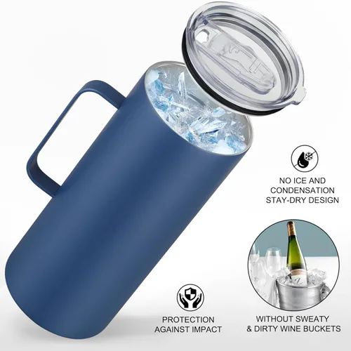 Miniatura 7 de Enfriador de vino 2 en 1, botella individual y vaso de viaje, botella de vino enfriadora sin hielo de acero inoxidable de 42 onzas, taza aislada
