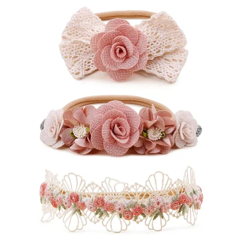 Miniatura 16 de Diadema floral de nailon para bebé, 3 piezas, accesorios para el cabello, regalo para niñas (31#)
