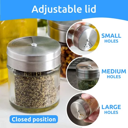 Miniatura 3 de CUSINIUM Paquete de 2 tarros de especias de vidrio de 1.5oz con agitador y tapa ajustable