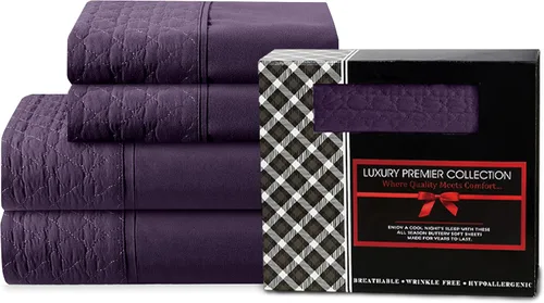 Miniatura 15 de Elegant Comfort Lujoso juego de sábanas acolchadas de 4 piezas, caja de regalo, calidad egipcia de 1500 hilos, suave, resistente a las arrugas