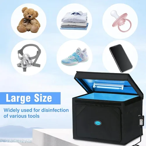 Miniatura 3 de Caja desinfectante UVC grande con ozono, bolsa limpiadora plegable con temporizador, bombilla UV de 36L/9.5 galones, bolsa negra para zapatos