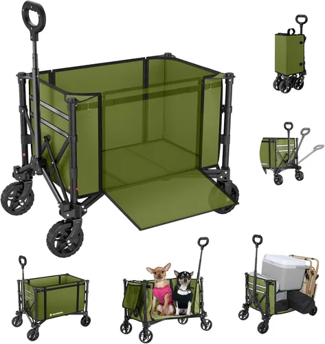 Miniatura 13 de Raynesys Carro plegable 3 en 1 que se convierte en banco, carrito plegable de 220 libras con ruedas, carrito de compras de 120 L para comestibles
