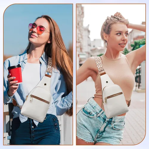 Miniatura 2 de Hvjcez Small sling bag for women crossbody purse Waterproof Leather Fanny Packs for Women Chest Bag with Adjustable Strap