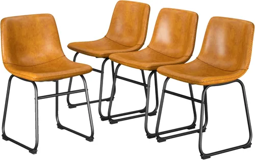 Miniatura 24 de YaFiti - Juego de 2 sillas de comedor de 18 pulgadas, sillas modernas tapizadas para comedor con cojines de piel sintética y patas de metal, silla