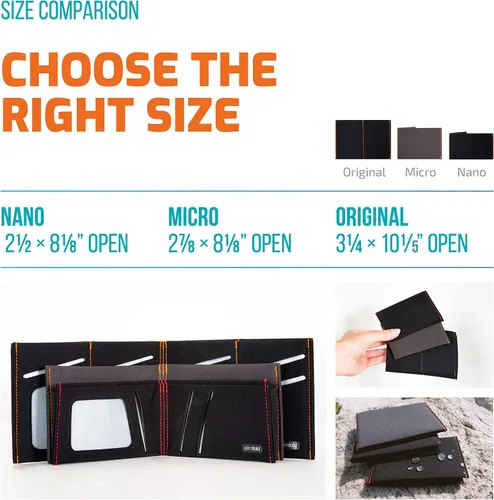 Miniatura 4 de SlimFold Cartera minimalista - Opción RFID - Delgada, duradera e impermeable garantizada - Fabricado en Estados Unidos - Tamaño NANO, Negro