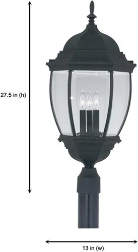 Miniatura 3 de Designers Fountain Linterna de poste Tiverton de 1 luz, accesorio de iluminación exterior de 21.5 pulgadas, negro, 2436-BK