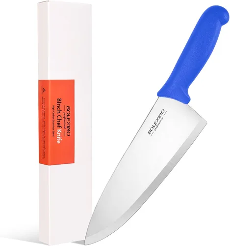 Miniatura 11 de Cuchillo de chef japonés de acero inoxidable de alto carbono de 8 pulgadas, cuchillo de cocina profesional extra afilado y ancho con mango Blanco