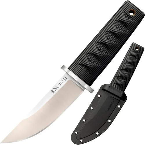 Cold Steel Kyoto II 3-3/8" Cuchillo de hoja fija de acero inoxidable 8Cr13MoV compacto y duradero con punta de gota para uso al aire libre y caza,