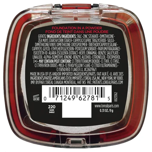 Miniatura 2 de L'Oreal Paris Base de maquillaje Infallible Fresh Wear en polvo, hasta 24 horas de uso, impermeable, arena, 0.31 onzas