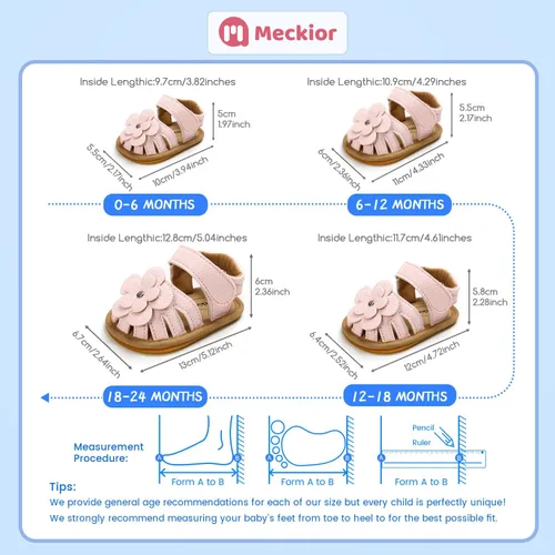 Miniatura 192 de Meckior Sandalias de verano con punta abierta y suave de piel sintética para bebés y niñas pequeñas